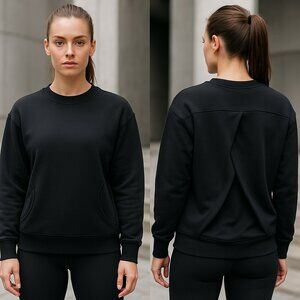 HALARA Black Women's Sweatshirt with Unique Front Design